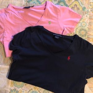 Two Ralph Lauren Sport V-neck tops
